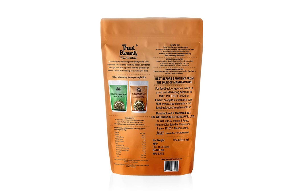 True Elements Protein Mix Roasted Pumpkin, Watermelon, Almonds & Soynuts   Pack  125 grams